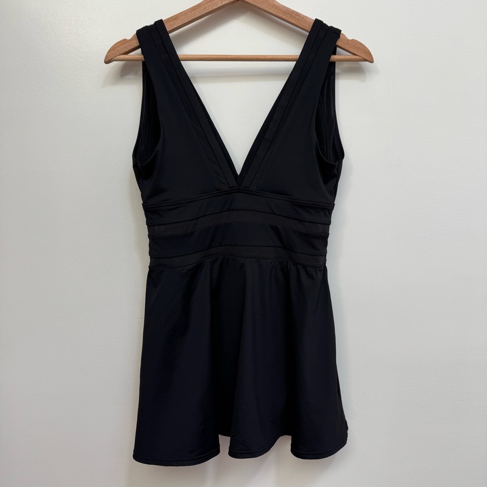 Lands End Mesh V-Neck Mini Swimsuit Dress Women Size 6 One Piece - Picture 6 of 16